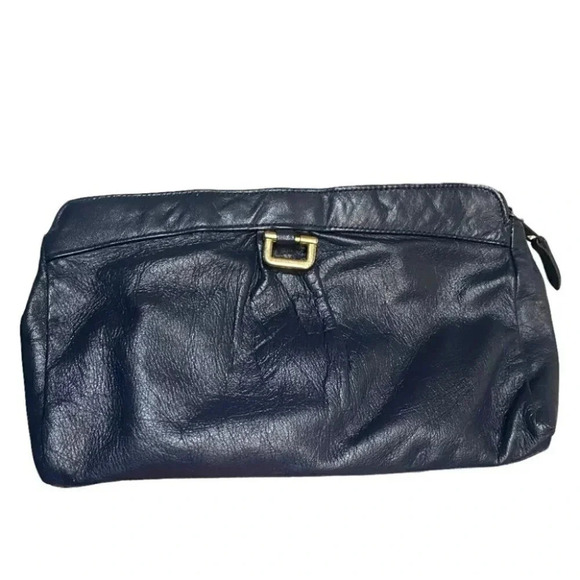 Vintage Blue Leather clutch - Picture 1 of 9